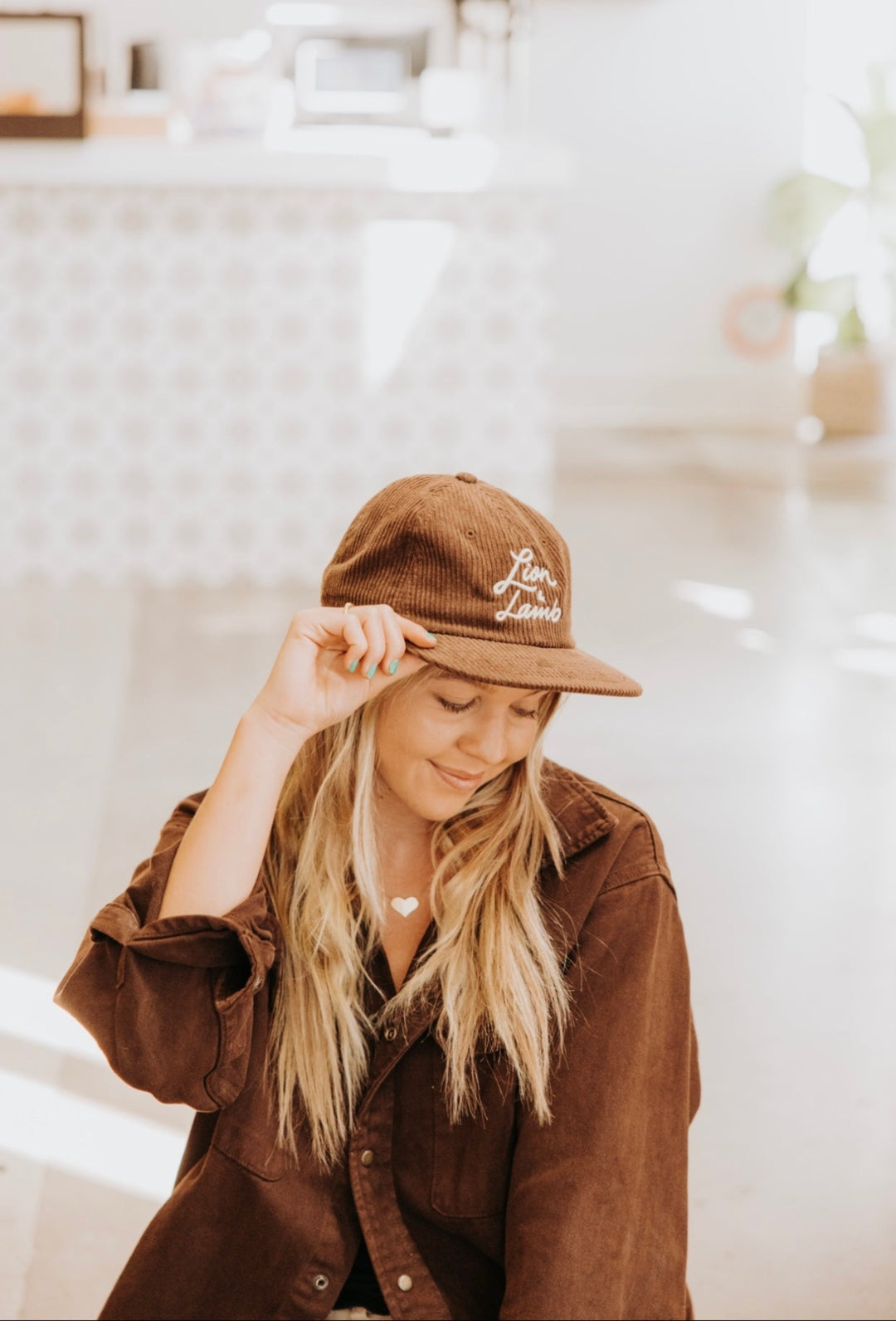 Lion and Lamb Corduroy Hat (Brown)