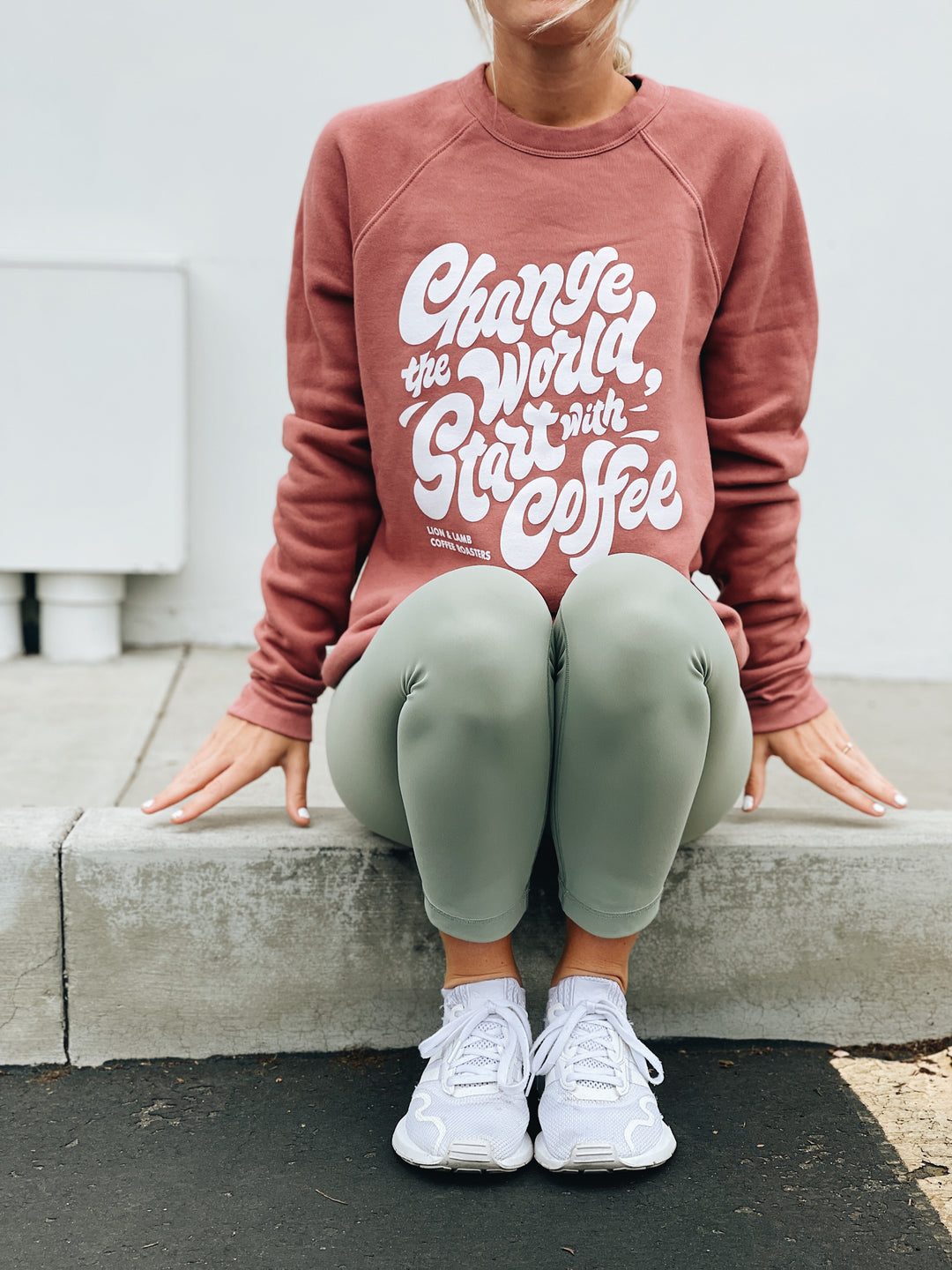 Change the World, Start with Coffee Sweatshirt (Mauve)